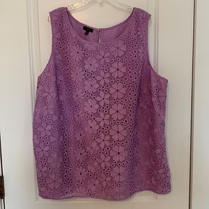 TALBOTS Plus Lace/Embroidered Tank Top